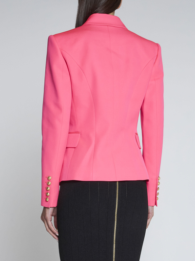 Shop Balmain Blazer In Rose Fuchsia