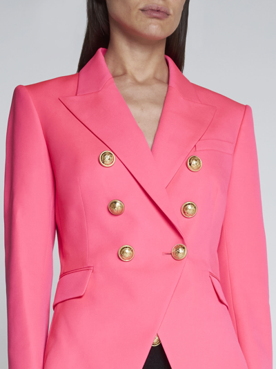 Shop Balmain Blazer In Rose Fuchsia