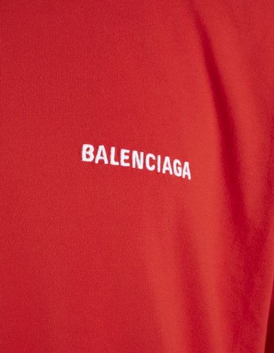 Shop Balenciaga Man Red Regular Fit T-shirt With White Logo In Bright Red/white