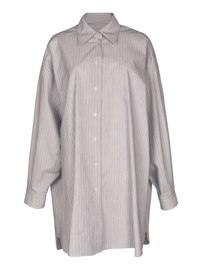 Shop Maison Margiela Striped Long-sleeved Shirt In Stripe White/navy