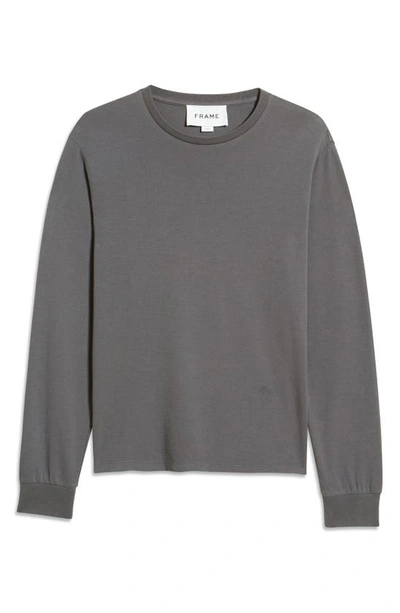 Shop Frame Cotton Duofold Long Sleeve Cotton T-shirt In Cement Gray