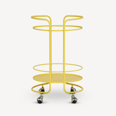 Shop Fornasetti Round Food Trolley In Yellow