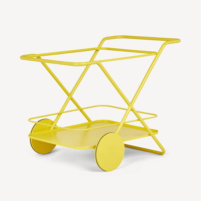 Shop Fornasetti Rectangular Food Trolley In Yellow
