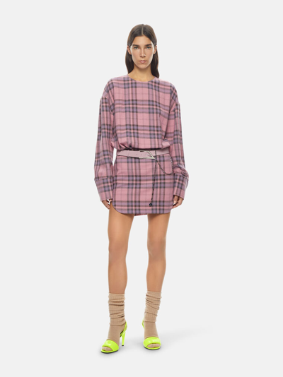 Shop Attico Check Mini Dress In Multicolor