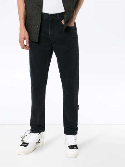 Shop Off-white Arrows Straight-leg Jeans In Black White