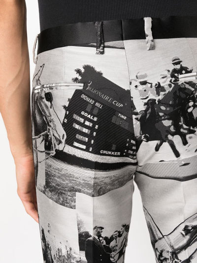 Shop Billionaire Horse-print Slim Trousers In Grey