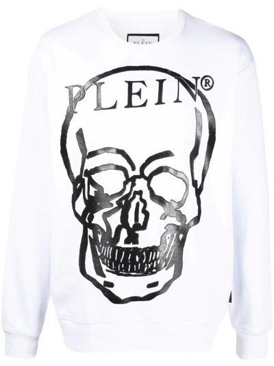 bibliothecaris Makkelijk te lezen Doordeweekse dagen Philipp Plein Skull-print Long-sleeve Sweatshirt In White | ModeSens