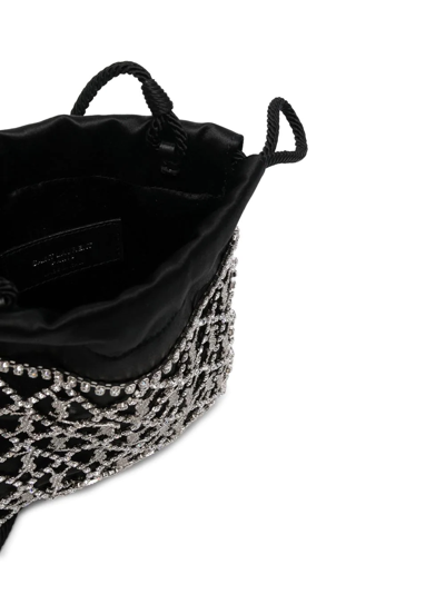 Shop Saint Laurent Crystal-embellished Drawstring Mini Bag In Black