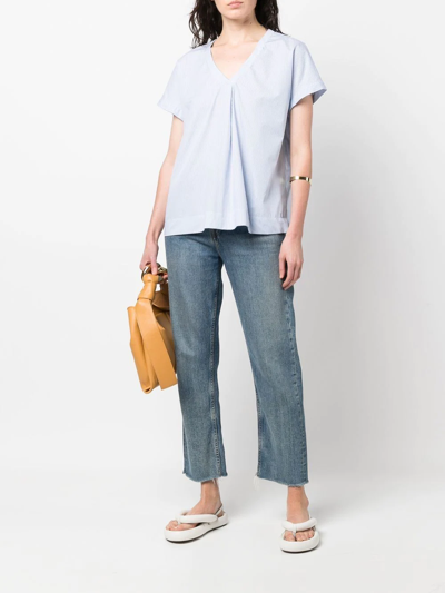 Shop Aspesi V-neck Short-sleeved Top In Blue