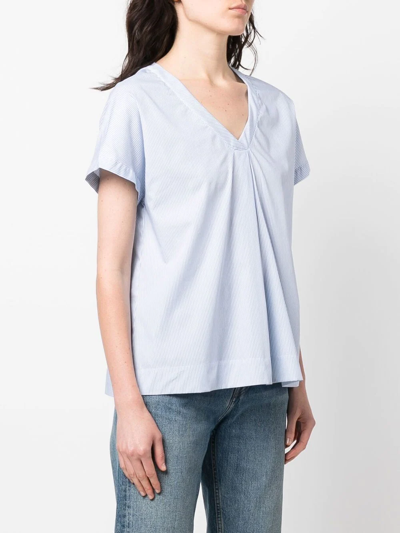 Shop Aspesi V-neck Short-sleeved Top In Blue