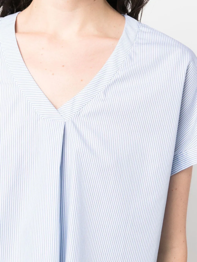 Shop Aspesi V-neck Short-sleeved Top In Blue