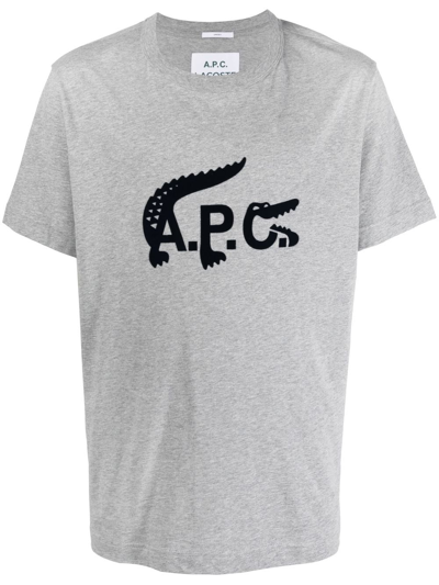 X A.p.c. Logo-print Cotton T-shirt In Grey