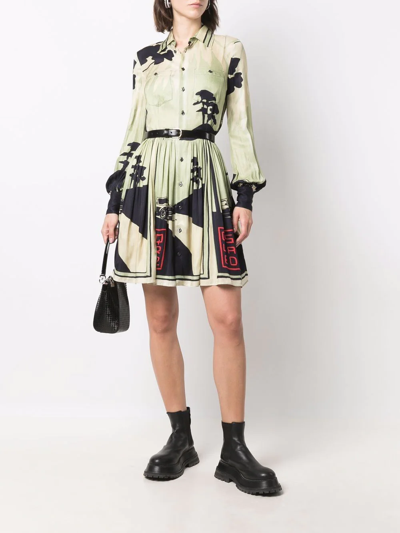 Dsquared2 Graphic-print Shirt Dress In Green