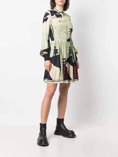 Dsquared2 Graphic-print Shirt Dress In Green