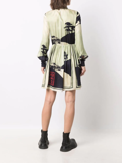 Dsquared2 Graphic-print Shirt Dress In Green