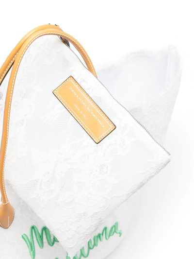 Shop Ermanno Scervino Floral-lace Embroidered Tote Bag In White