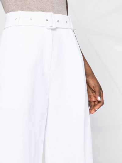 Shop Co High-waisted Wide-leg Trousers In White