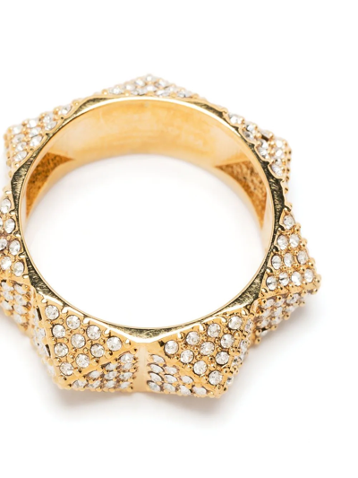 Shop Valentino Crystal-embellished Rockstud Ring In Gold