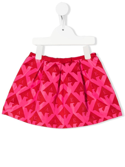 Shop Emporio Armani Monogram-jacquar Flared Skirt In Pink