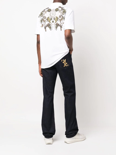 Shop Billionaire Logo-embroidered Bootcut Jeans In Blue