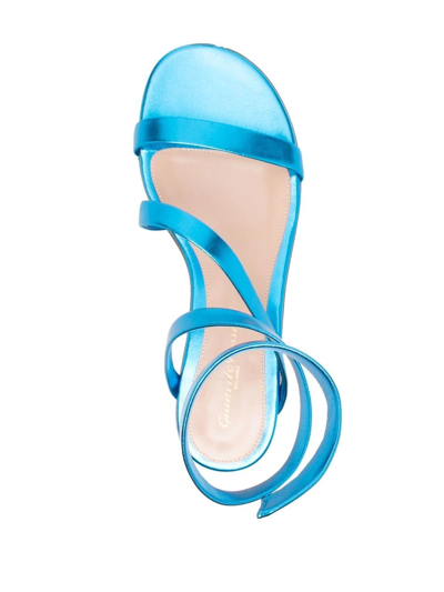 Shop Gianvito Rossi Metallic Wrap-around Sandals In Blue