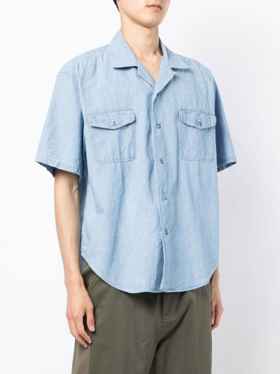 Shop Orslow Flap-pocket Shirts In Blue