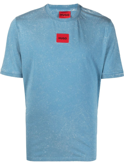 Shop Hugo Logo-patch Detail T-shirt In Blue