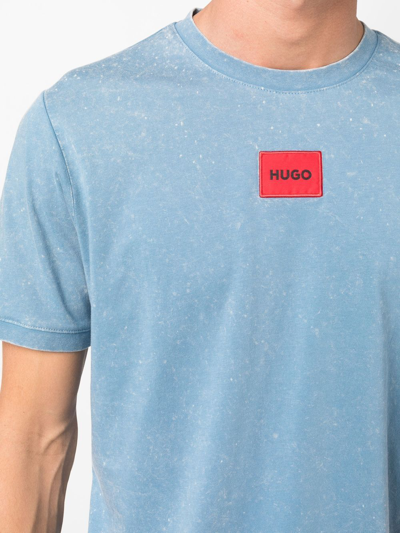 Shop Hugo Logo-patch Detail T-shirt In Blue
