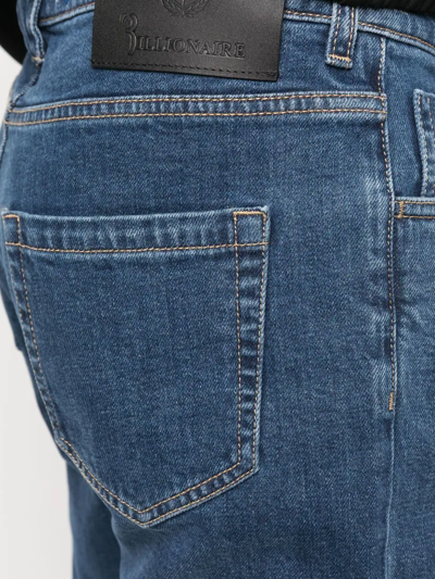 Shop Billionaire Logo-waist Straight-leg Jeans In Blue