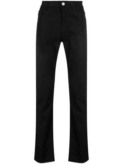 Shop Billionaire Logo-waist Straight-leg Jeans In Black