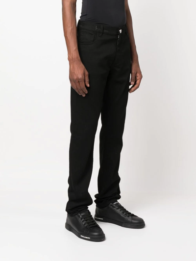 Shop Billionaire Logo-waist Straight-leg Jeans In Black