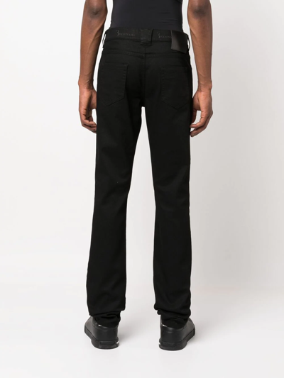 Shop Billionaire Logo-waist Straight-leg Jeans In Black