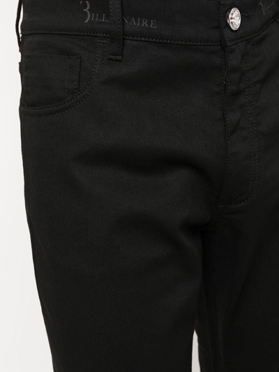 Shop Billionaire Logo-waist Straight-leg Jeans In Black