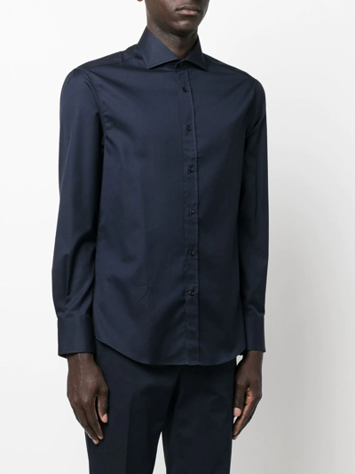 Brunello Cucinelli Blue Jersey Shirt In Blue