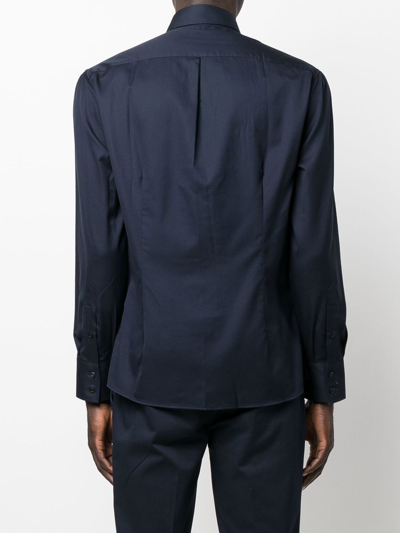 Brunello Cucinelli Blue Jersey Shirt In Blue