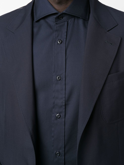 Brunello Cucinelli Blue Jersey Shirt In Blue
