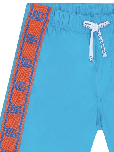 Dolce & Gabbana Kids' Little Boy's & Boy's Logo Tape Drawstring Swim Shorts  In Blue | ModeSens