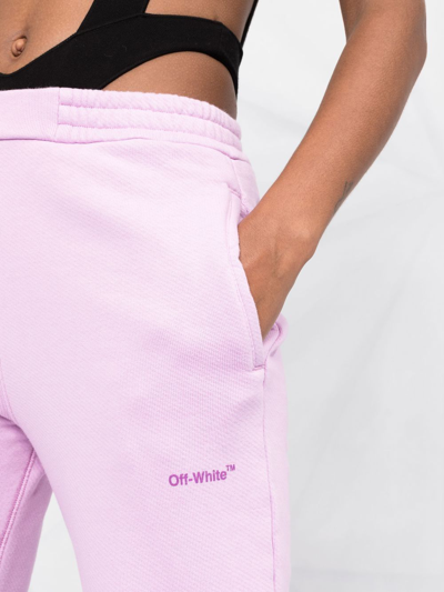 Shop Off-white Diag-stripe Cotton Track Pants In Purple