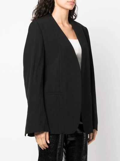 Shop Totême Curved-hem V-neck Blazer In Black