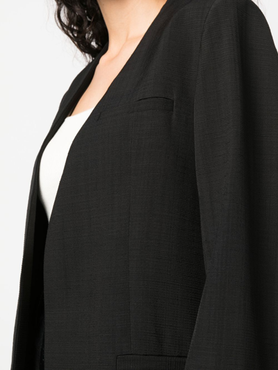 Shop Totême Curved-hem V-neck Blazer In Black