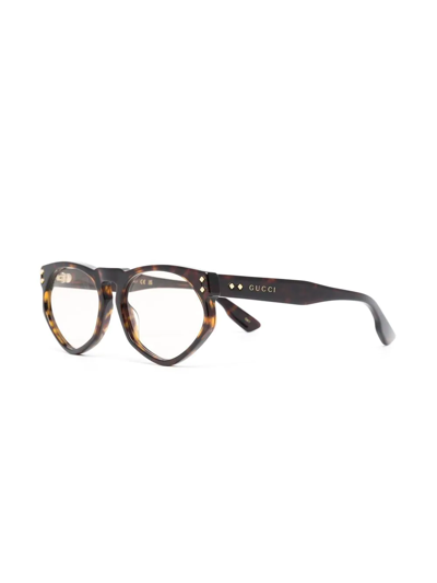 Shop Gucci Tortoiseshell-effect Round-frame Sunglasses In Brown
