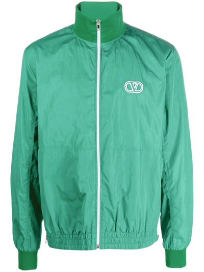 Shop Valentino Vlogo Track Jacket In Green