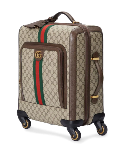 Shop Gucci Gg Co Supreme Trolley Cabin Bag Brown In Neutrals