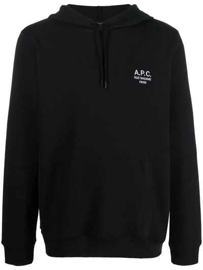 Shop Apc Logo-print Pullover Hoodie In Black