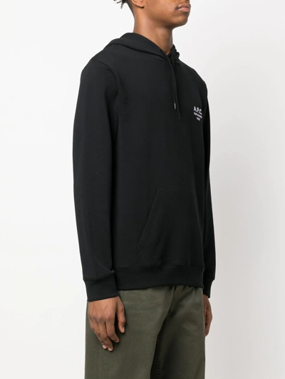Shop Apc Logo-print Pullover Hoodie In Black