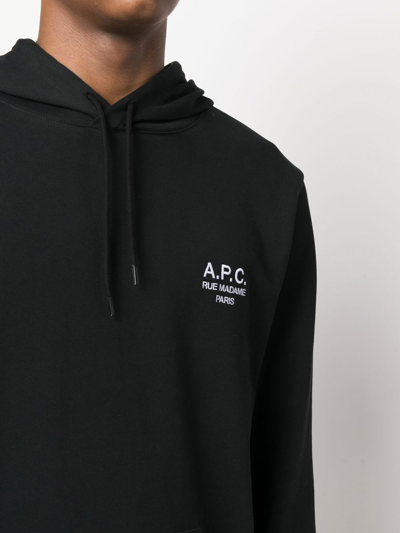 Shop Apc Logo-print Pullover Hoodie In Black