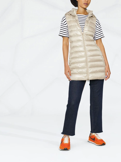 Herno Lightweight Longline Hooded Sleeveless Jacket In Neutrals