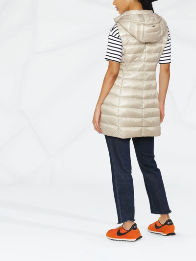 Herno Lightweight Longline Hooded Sleeveless Jacket In Neutrals