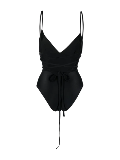 Matteau Tie-fastening V-neck One-piece In Black