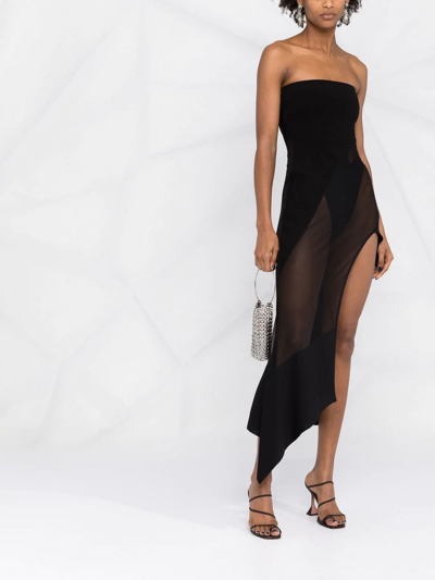 Shop Mugler Semi-sheer Strapless Dress In Black
